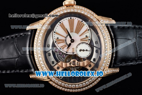 Audemars Piguet Millenary Miyota 9015 Automatic Rose Gold Case White Dial With Roman Numeral Markers Black Leather Strap - Click Image to Close